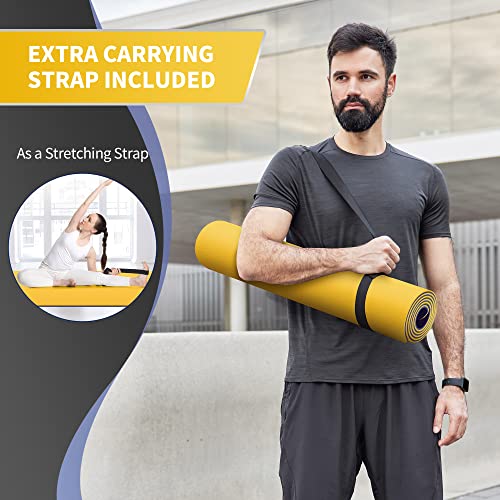 Cambivo Extra Wide Yoga Mat For Women And Men (72"X 32"X 1/4"), Eco-Friendly Sgs Certified, Large Tpe Exercise Fitness Mat For Yoga, Pilates, Workout (6Mm, Yellow) #TOP6