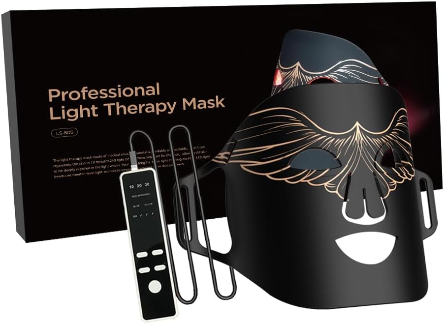 Led-gezichtsmasker, lichttherapie, 4 kleuren, huidverjonging, 240 leds, rood lichtmasker, led-gezichtsmasker, lichttherapie voor gezichtsverzorging, anti-aging, rimpelverwijdering