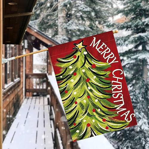 Drapeau de maison Noël extérieur grand format sapin double face