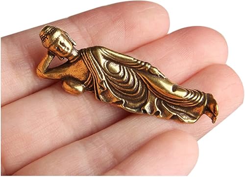 Acxico 1 Uds. Figuras de adorno de Buda de latón puro macizo, estatua de Buda durmiente Guanyin, decoración del hogar, manualidades