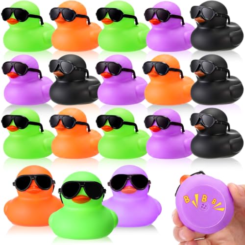 36 Pcs Halloween Mini Rubber Duck with Sunglass 2.2 " Halloween Ducks Bulk