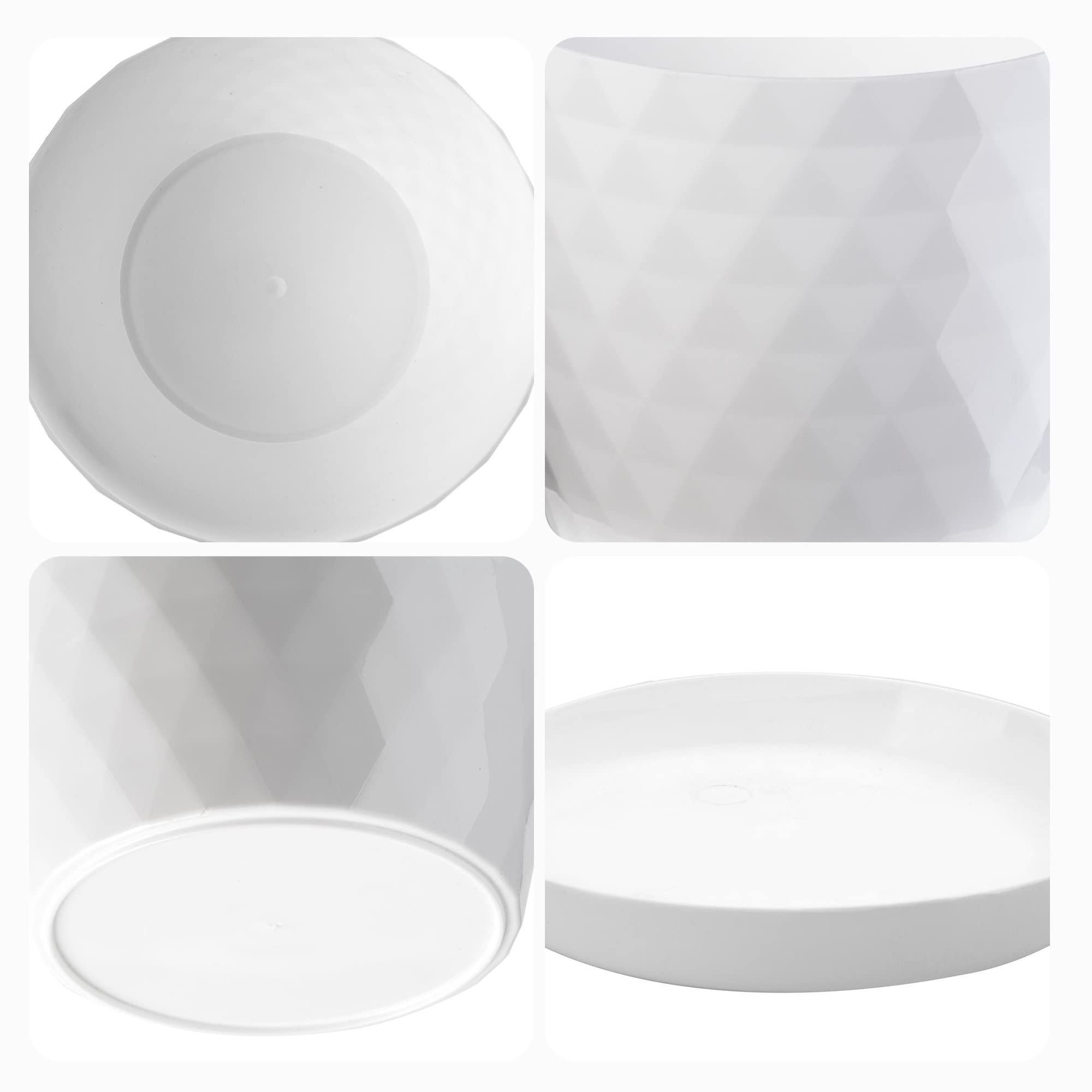 KADAX Pot de Fleurs en Plastique avec Soucoupe, Pot de Plante pour Une Décoration Florale Moderne dans l'espace Interieur (Lot de 3 : Blanc, 25 cm)