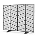 Fire Beauty Single Panel Handcrafted Wrought Iron Mesh Chevron Fireplace Screen, Fire Spark Guard for Living Room, Bedroom Decor(Sanded Black)