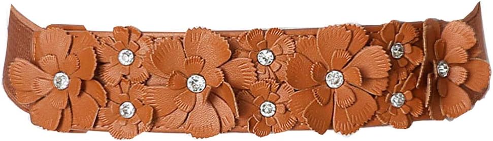 Worry-Free Women's Rose Flower with Diamond Elastic Stretch Waist Belts for Wedding Party Dress