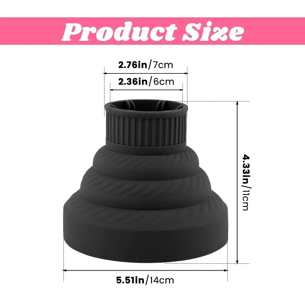 Difusor Universal Plegable del secador de Pelo del silicón | El difusor de silicona elástica se adapta a la mayoría de los sopladores domésticos.(2pc-chuitool)