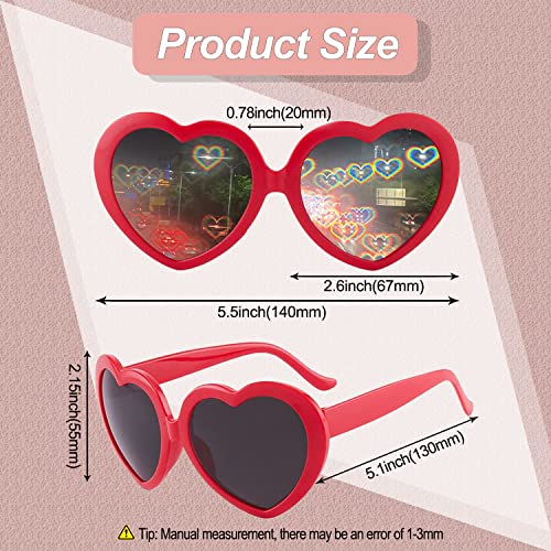 2 Pack Heart Shaped Diffraction Glasses for Women, Heart Effect Sunglasses are Perfect for Valentines Day Accessories, Rave Party, Wedding Party, Musical Evening, Fireworks Shows.2