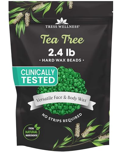Image of Tress Wellness Wax Beads - Safe for Skin - Dermatologically Tested - At-Home Kit for Bikini, Brazilian & Full Body - Tea Tree 2.4 lb F8