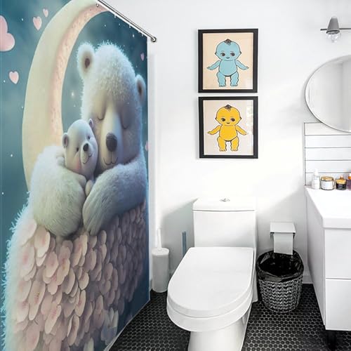 Rideau de douche ours en tissu polyester de qualité supérieure lavable et durable