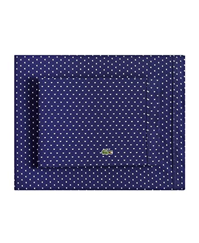 Image of Lacoste Percale Printed Sheet Set, Twin, Pique Medieval Blue