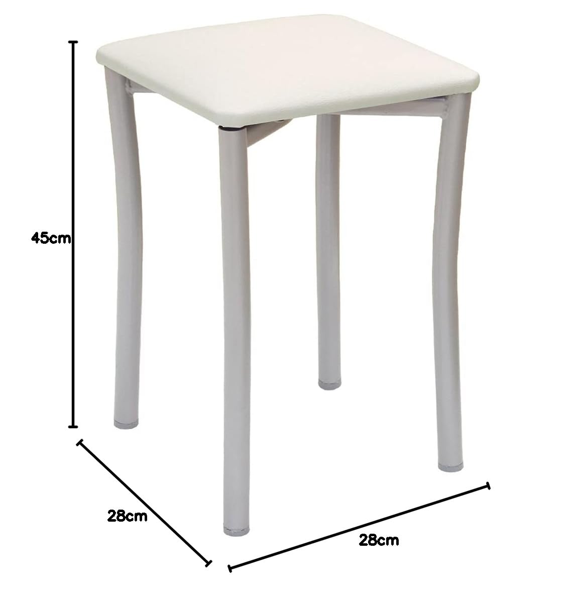 ASTIMESA Dos Taburetes de Cocina Patas diseño Redondas y Asiento Polipiel Blanco