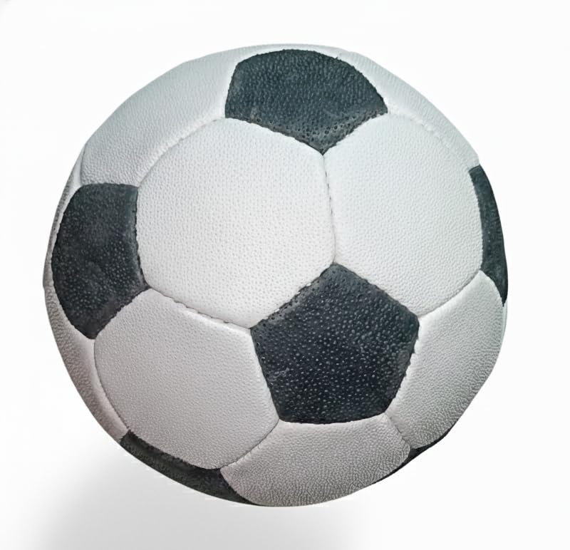 Football with Pump, Classic Black and White, Standard Size-5, Includes Inflation Needle and Hand Pump