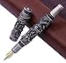 Jinhao Vintage Luxurious Fountain Pen Double Dragon Playing Pearl, Ancient Gray Metal Carving Embossing Heavy Pen Collection
