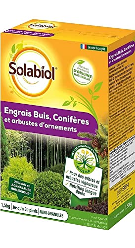 SOLABIOL SOCONY15 Engrais Conifères et Arbustes d'ornement 100% Organique | Action Longue Durée, 1,5 Kg