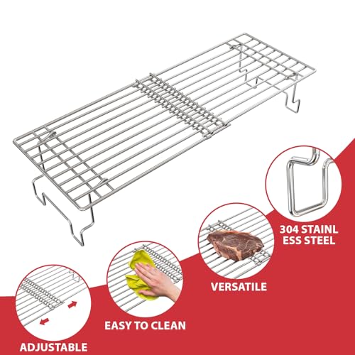 Image of Universal Griddle Warming Rack for Pit Boss Traeger Wood Pellet Smoker Grill, Adjustable Warming Rack for Weber Blackstone and More Tabletop Flat Rack
