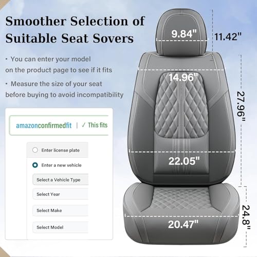 Image of Coverado Car Seat Covers, Car Seat Covers Front Seats, 2-Pack Front Seat Cover, Nappa Leather Waterproof Seat Covers, Car Seat Protectors, Automotive Seat Covers Universal Fit for Most Vehicles