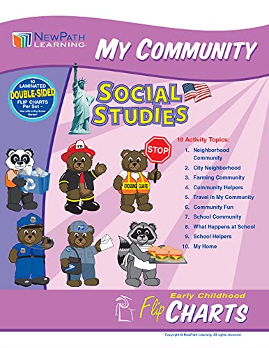 Image of NewPath Learning 35-0022 My Community - Social Studies Curriculum Mastery Flip Chart Set, Age 3 to 7, English