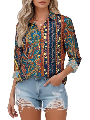 Image of Soft Wrinkle-Free Button Down Stretch Shirts for Women, Breathable Moisture-Wicking Casual Work Dress Tops