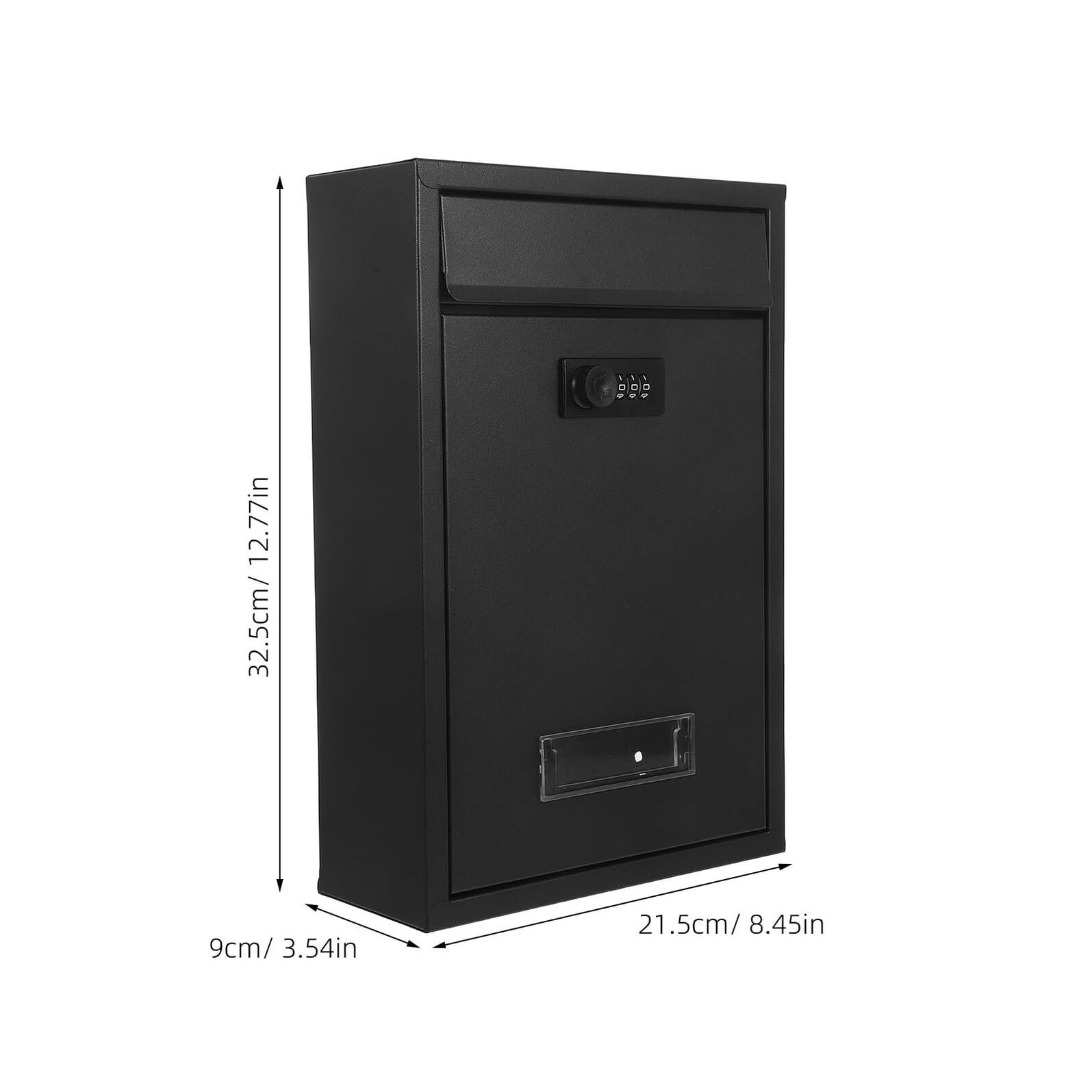 Baluue Buzón de Sugerencias Mural con Cerradura de Combinación sin Llave Buzón Metálico Negro de Gran Capacidad para Oficina y Hogar Resistente Intemperie para Correo y Paquetes