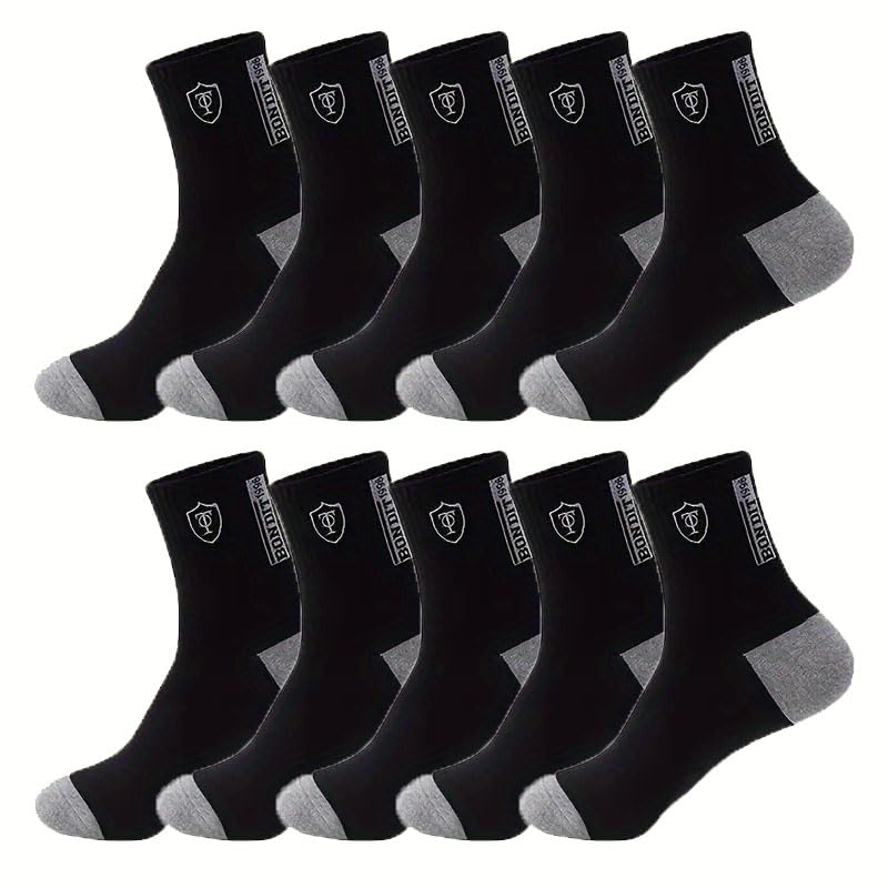 Socks for Men, Comfortable and Breathable, Suitable for Outdoor Activities (10 Pairs)