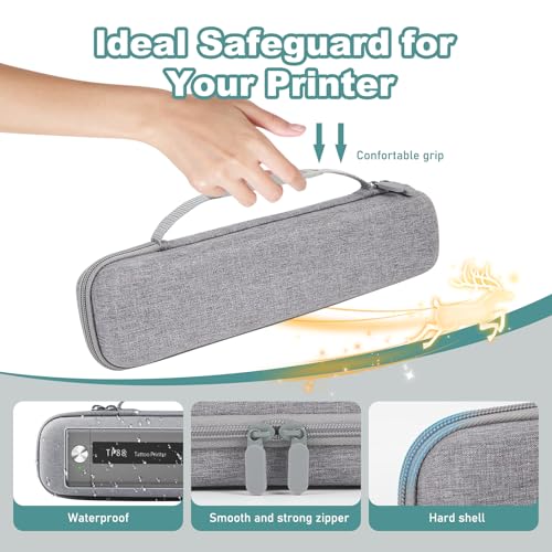 Image of Tattoo Case, Compatible with Phomemo TP88 /M08F /TP81 /TP83 A4 Portable Printer&Tattoo Machines, for Travel Printer Storage Papers & USB Cable, Shockproof (Case Only), Gray