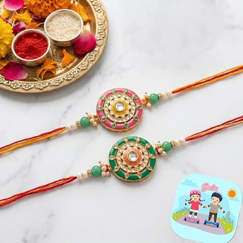 CraftVatika Rakhi with Gift Set for Brother, Designer Rakhi for Brother Boy Men, Premium Rakhis for Rakshabandhan with Fridge Magnet Gift Best Wishes 
