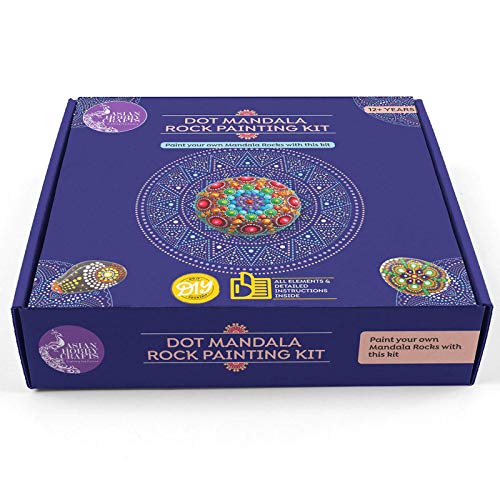 Asian Hobby Crafts Mandala Rock Art Kit: Make 3 Pieces of Mandala Rock Art with The Contents of This kit â€“ White Rocks, Acrylic Paint, Dotting Tool, Paint Brush