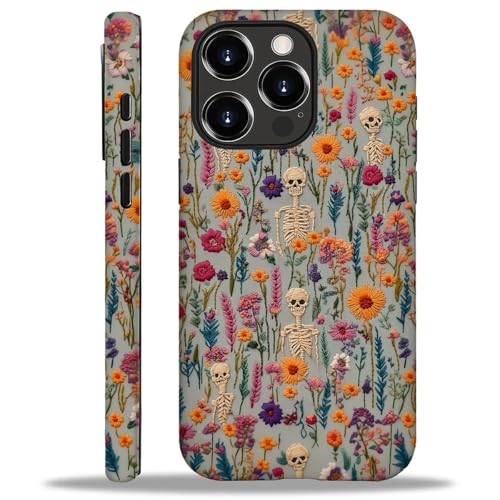 Akinmi Case for iPhone 16 Pro,Knitted Skull Flower Pattern Exquisitely Pattern Double Protective Phone Cover Cases Soft Silicone for iPhone 16 Pro - image 1