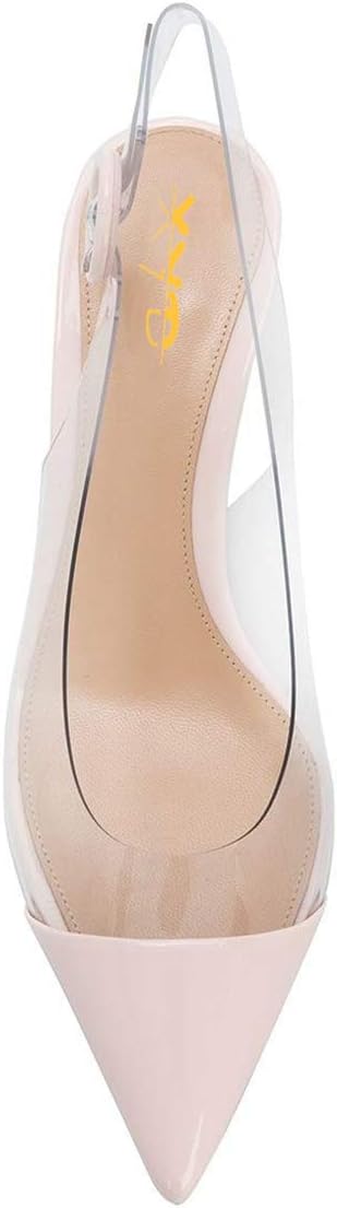 XYD Women Transparent Slingback Mid Kitten Heels Pumps Pointed Toe PVC Dress Sandals Clear Shoes with Buckle - Image 4