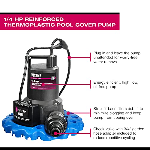 WAYNE WAPC250-1/4 HP Reinforced Thermoplastic Pool Cover Pump - Up to 3,000 Gallons Per Hour - Automatic On/Off Water Removal Pool Cover Pump by Wayne - Image 5