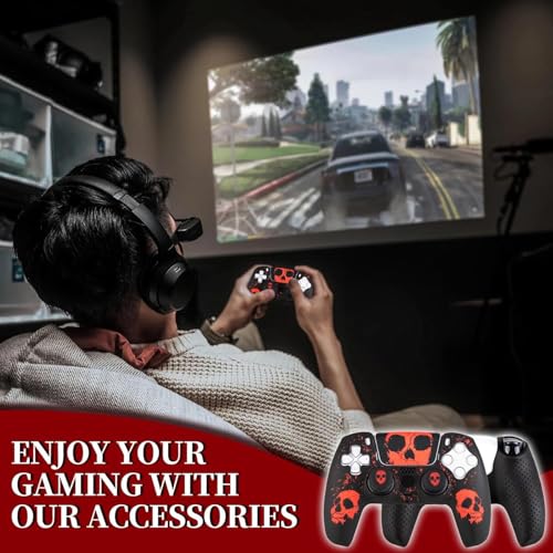 Coque en silicone pour manette PS5 avec motif ghost effrayant - 7