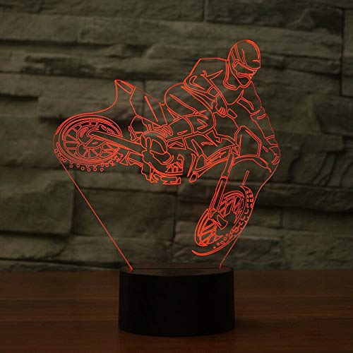 Lámpara de mesa ilusión 3D motocross con 7 colores miniatura 2