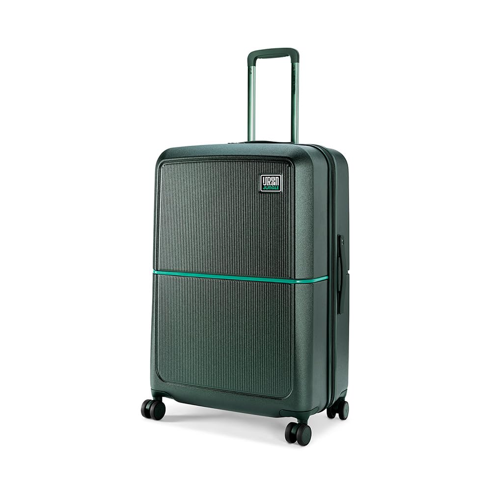 Urban Jungle by Safari Large, The Caliber (75cm) Trolley, 105L Capacity Hard Sided Polycarbonate Suitcase, TSA Lock, Anti Theft Zipper, 8 Silent Spinner Wheels (Green)