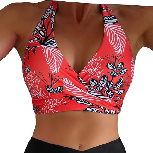 String Bikini Tops For Large Bust: 11 Best Picks That Actually Support You 8 Hilor Supportive Underwire Bikini Top Swimsuit for Curvy Women Bathing Suit Halter V Neck Swim Top Red&White Floral 6-8