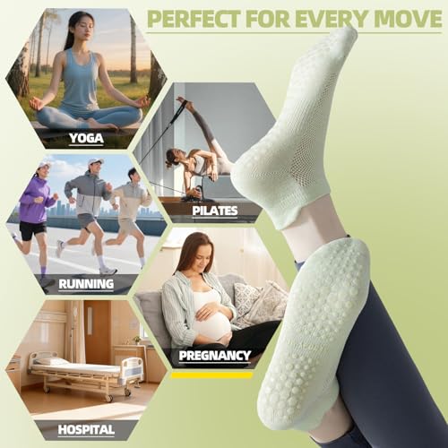 Image of 10 /20 Pairs Pilates Socks for Women, Non Slip Grip Yoga Barre Socks