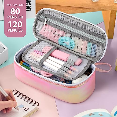 Image of Jcocylse Large Capacity Pencil Case Portable Pencil Pouch Bag School Supplies for College Students Girls Boys Adults (Pink)