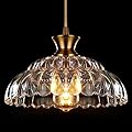 Mgcanyu Glass Pendant Lights Kitchen Island, 11.8" Vintage Lighting Glass Light Fixtures Brushed Gold Modern Glass Chandelier Hanging Ceiling for Dining Living Room Restaurant Bedroom Foyer Entryway