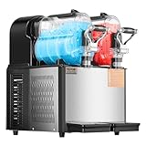 VEVOR Commercial Slushy Machine, 3L x 2 Double Tank Frozen Beverage Maker, 24-Cup Stainless Steel Slushie Machine, Margarita Frozen Drink Smoothie Maker, for Restaurants, Bars, Cafes & Food Truck