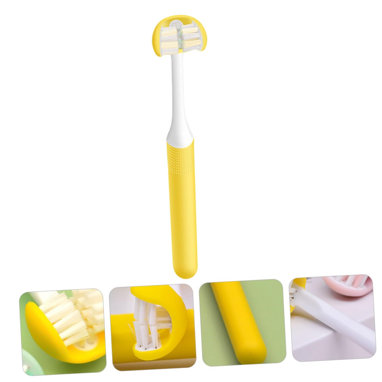 Cabilock Spazzolino Adulto Tre Lati con Testina per Pulizia Denti Completa Setole Morbide Manico Ergonomico Antiscivolo in PP per Cura Orale