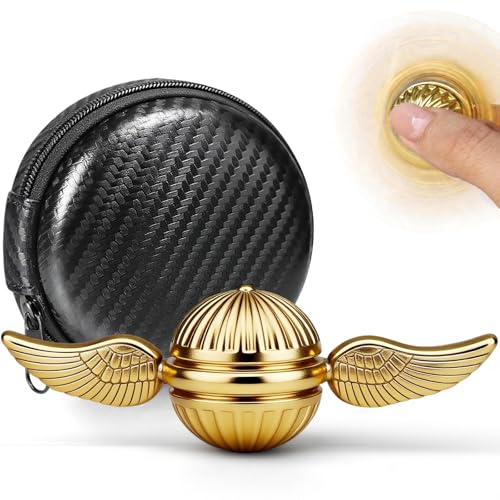 Metal Fidget Spinner Toy for Kid Adult, Golden Finger Hand Spinner Fingertip Gyro Birthday Gift for Boys Girls, Desk Sensory Stress Relief Autism Toy, Small Cool Gadget Prize Stocking Stuffer Filler