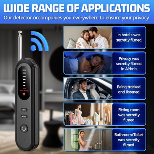 Image of FIRAWER Anti Spy RF Signal Detector | Wireless GPS Tracker Finder, Hidden Camera Bug Scanner with Magnetic Field Detection, Laser Detection & Signal Alarm | Portable Privacy Protection Device - 1Pcs