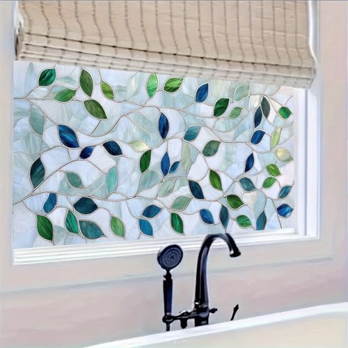 Película para ventana BlissYard hojas coloridas 39.3×17.7 pulgadas miniatura 5