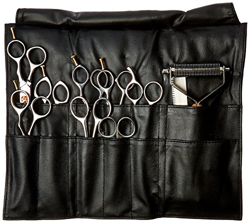 Tamsco-Delux-e-Grooming-Set-of-10-in-Leather-Case-Leather-Case-Japanese-Stainless-Steel-Various-Shears-Sizes-Wooden-Handle