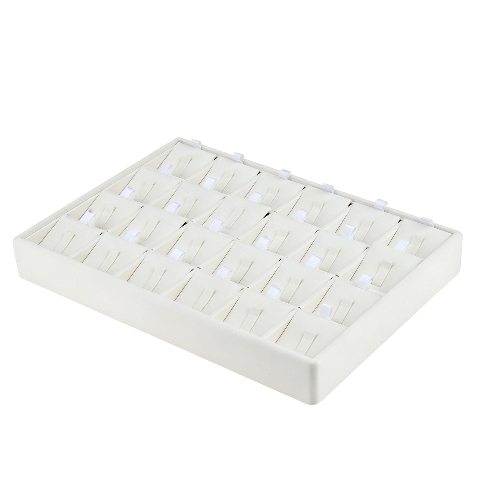 Kaeltsyn Modern Jewelry Display Tray in White Leather Providing Large Sections for Various Accessories Travel Jewelry Planner