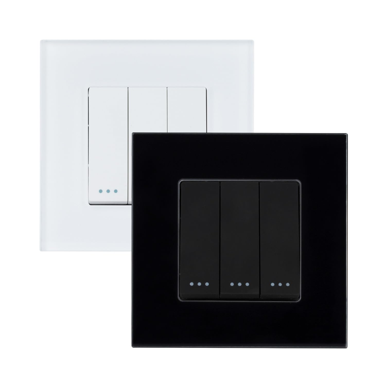 LEDKIA LIGHTING - Interruptor Triple Conmutado | Acabado Moderno | Resistente y Duradero | Ideal para Pasillos y Dormitorios | Compatible con Marcos Universales, Negro, PC