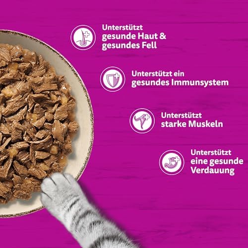 Whiskas 1+ Katzennassfutter Ragout – Geflügel Auswahl in Gelee, 40x85g (1 Packung)– Hochwertiges Feuchtfutter im Portionsbeutel für Katzen ab 1 Jahr - View 7