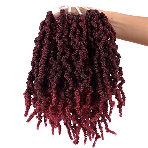 4 Packs Bomb Twists 10 Inch Synthetic Pre Twisted Crotchet Braiding Hair Extensions Ombre Crochet Braids Fluffy Twist Pre-looped Hair (Tbug)