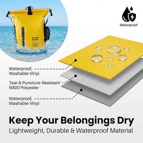 Image of Waterproof Dry Bag 25L Floating for Kayaking Boating Paddle Boarding | Roll-Top Seal Lightweight & Adjustable Shoulder Straps IPX7 Waterproof Backpack For Fishing, Hiking,
