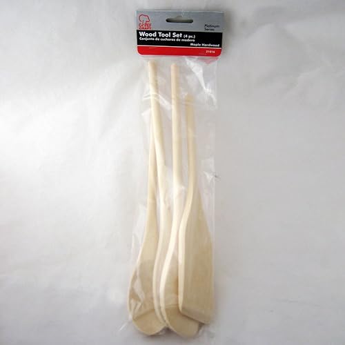 Miniatura 2 de Cucharas de madera para cocinar, 4 piezas, espátula de madera, antiadherente, juego de utensilios de cocina de 4 piezas, cucharas de madera maciza,
