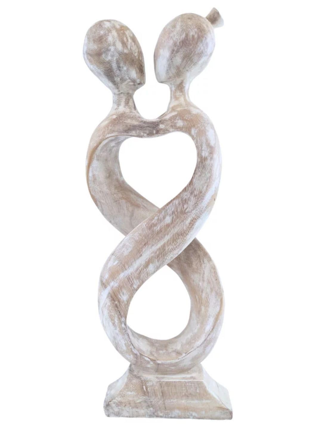 Statue Abstraite Couple Amour Infini 50cm en bois | Cadeau Noces de Bois