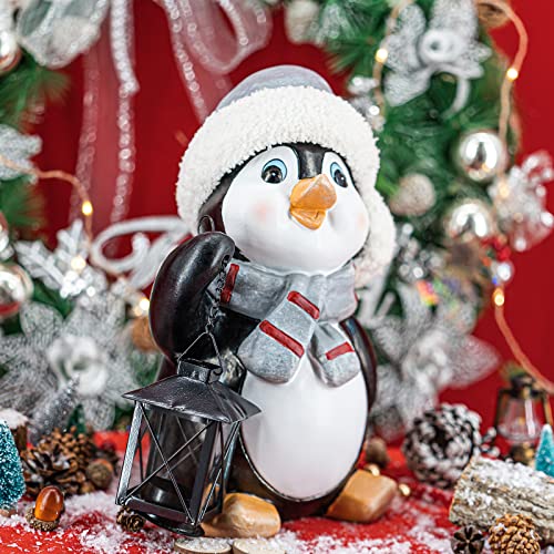Udensep Penguin Gifts, Christmas Statue With Metal Lantern Decor, Handmade Waterproof Holiday Decor For Penguin Lovers Gift #TOP4